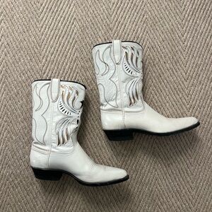 White & Gold Vintage 1960s Neolite Sole Western Cowboy Boots